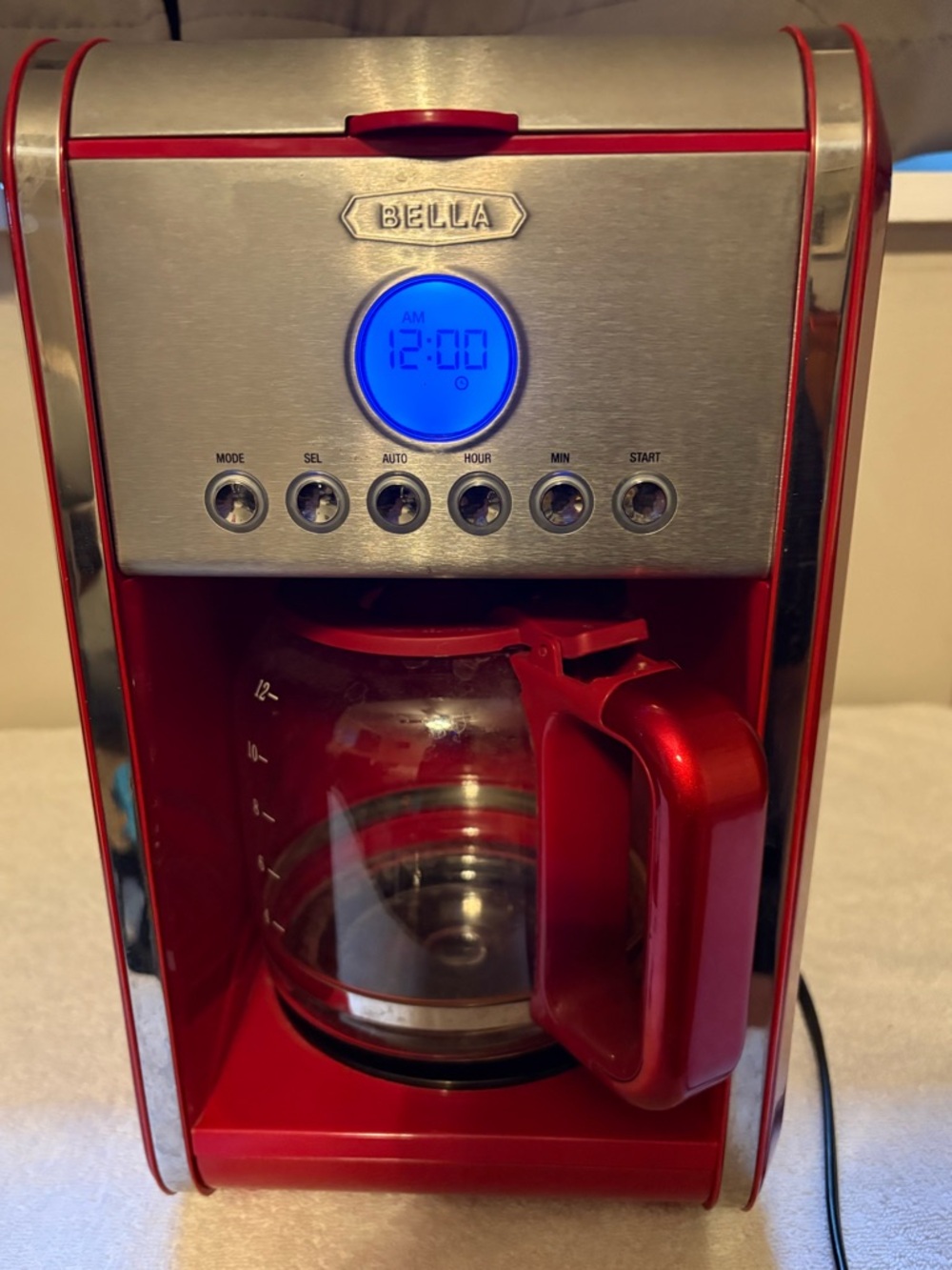 Rare BELLA Linea Collection Red 12-Cup Programmable Coffee Maker